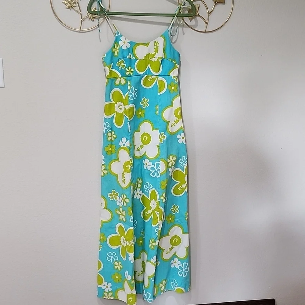 Vintage Nalii Honolulu Maxi Dress 60s 70s Flower Power Hawaiian Print Tropical - Picture 1 of 9